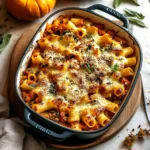 Pasta Bake with Pumpkin Tomato Sauce Casserole