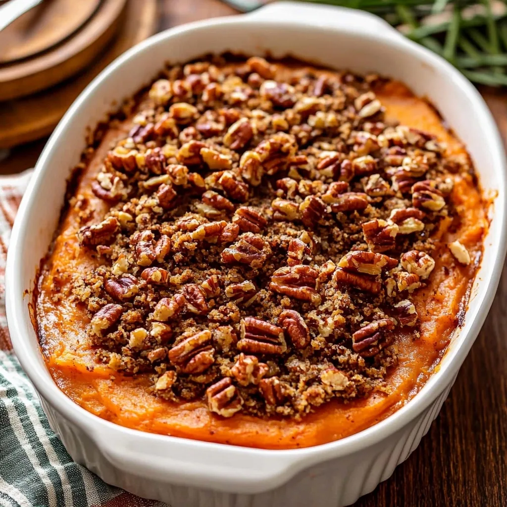 Sweet Potato Casserole Recipe with Pecan Topping