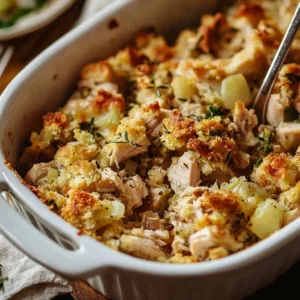 Easy Leftover Chicken Casserole with Stuffing