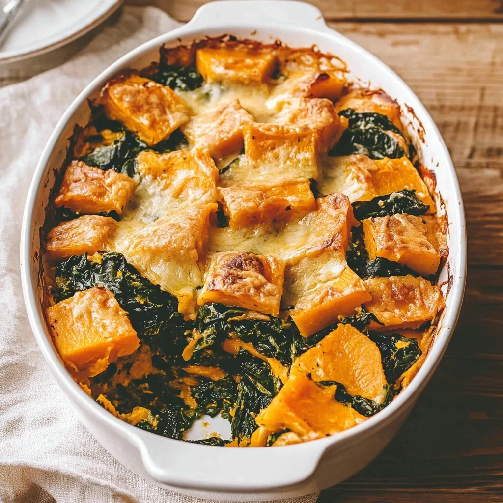 Butternut Squash Casserole with Creamy Spinach
