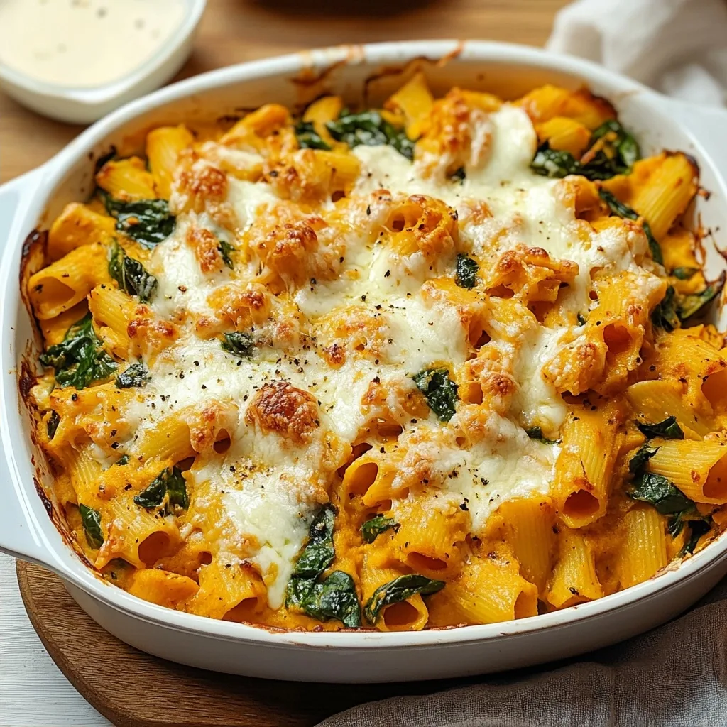 3-Cheese Pumpkin Pasta Casserole with Spinach