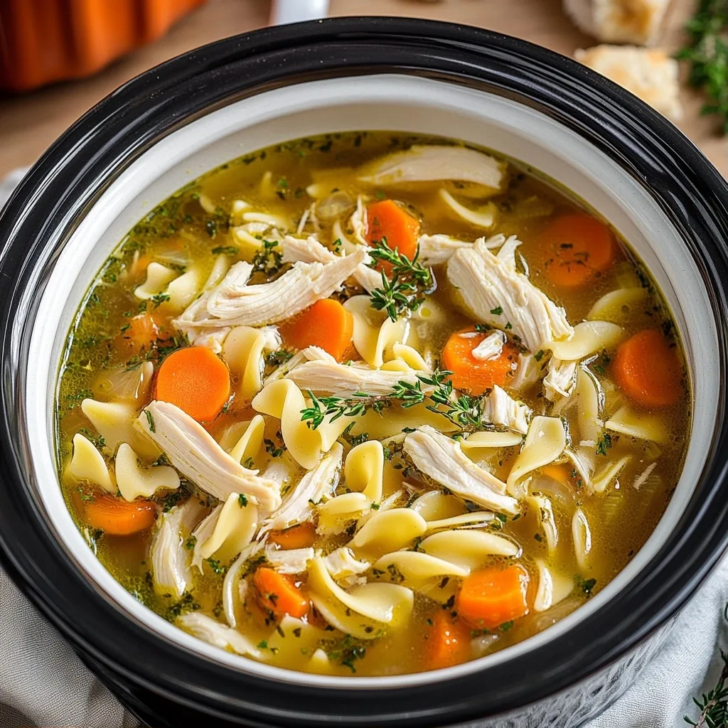 Easy Homemade Crockpot Chicken Noodle Soup Recipe